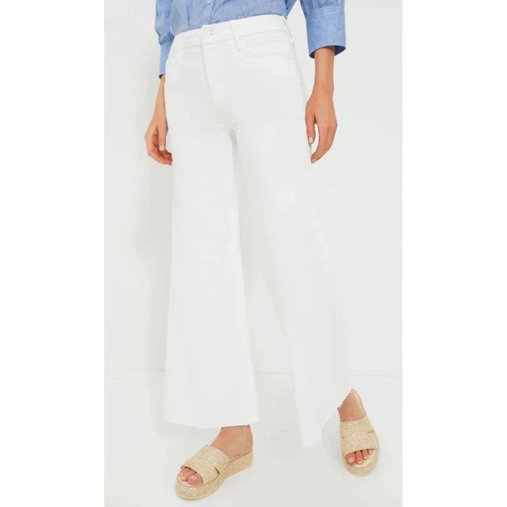 MOTHER | NEW The Roller Fray Fairest of Them All White Wide Leg Jeans SIZE 24 - Picture 7 of 16